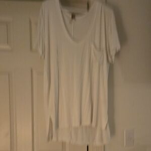 Free People V Neck Pocket Tee White